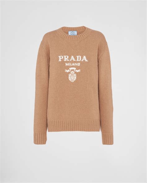 women prada sweater dark bolrown|Prada polo shirts.